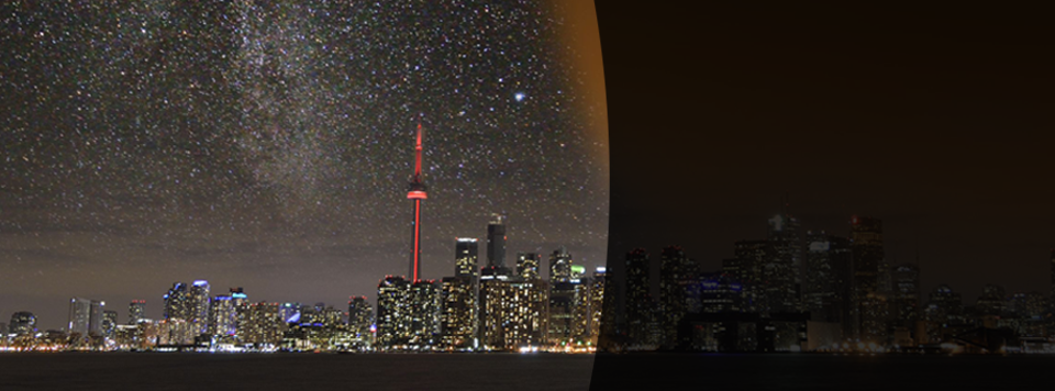 Light polluted cityscape of Toronto