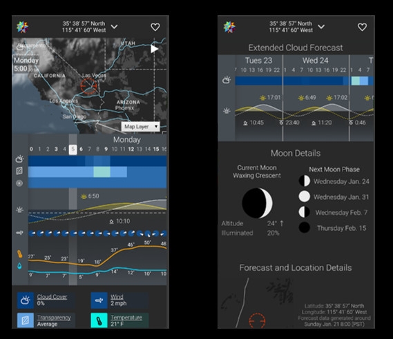 Astrospheric app on a mobile device